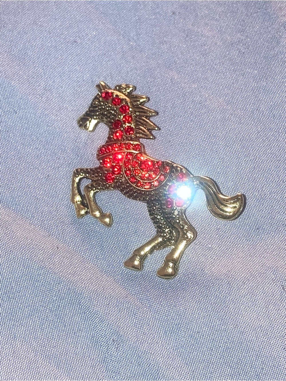 Red Jeweled Horse Brooch